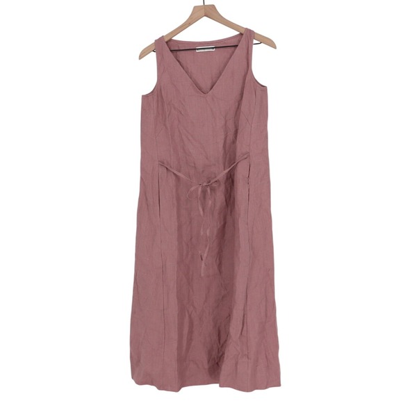American Giant Women\'s Linen Tie Dress Size XS Twilight Mauve Made In USA American Giant Women\'s Linen Tie Dress Size XS Twilight Mauve Made In USA